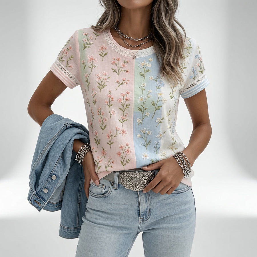 Mélisande™ — T-shirt floral douceur élégance quotidienne