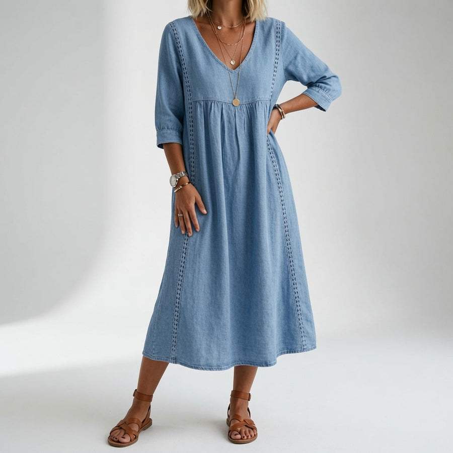 Éléonisse™ — Robe midi fluide élégance naturelle