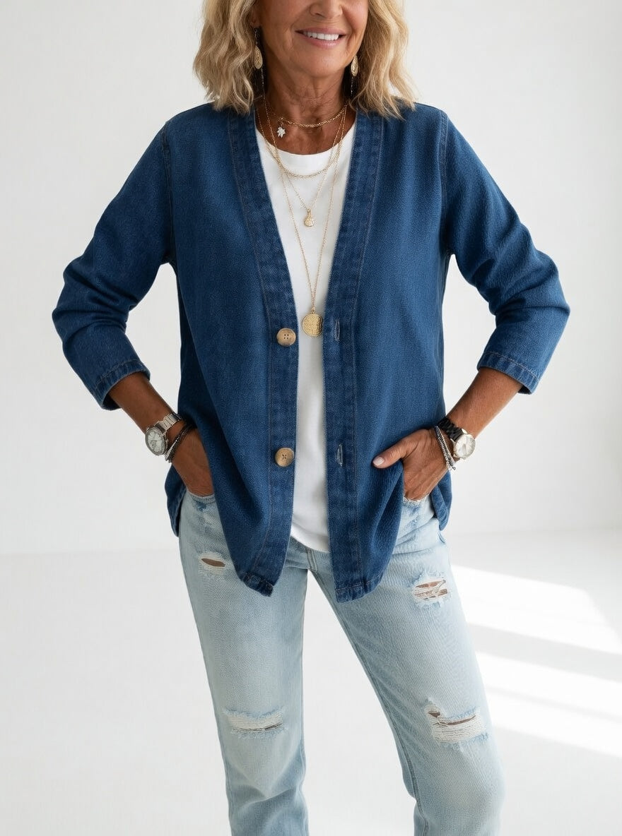 Claironne™ — Veste denim élégante décontractée intemporelle